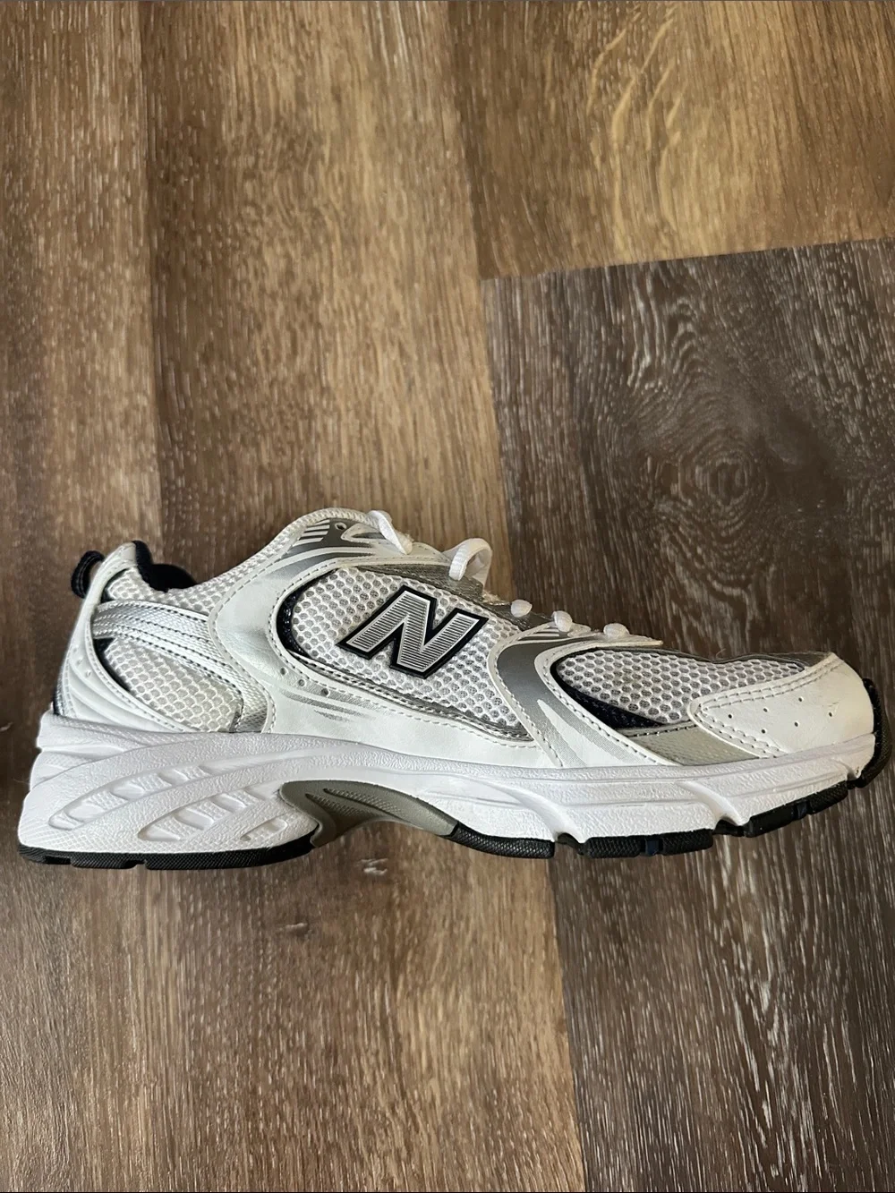 New Balance White Silver & Blue Athletic Sneakers - Picture 5 of 10